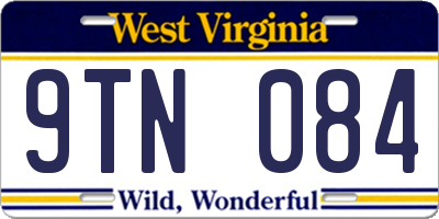 WV license plate 9TN084