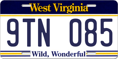 WV license plate 9TN085