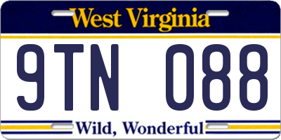 WV license plate 9TN088