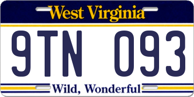 WV license plate 9TN093
