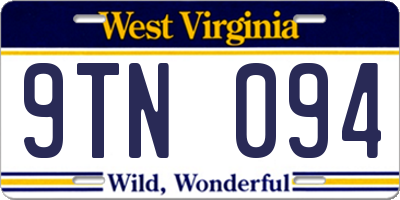 WV license plate 9TN094