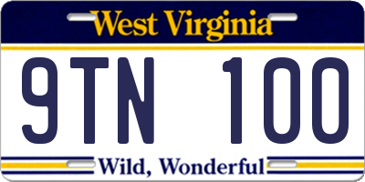 WV license plate 9TN100