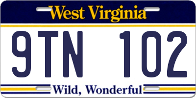 WV license plate 9TN102