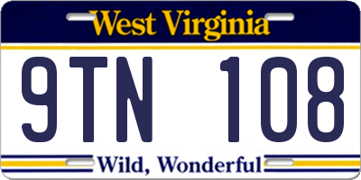 WV license plate 9TN108