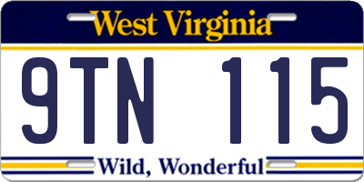 WV license plate 9TN115