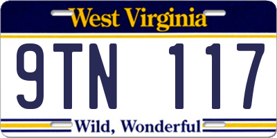 WV license plate 9TN117