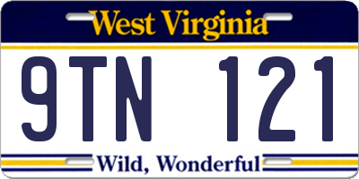 WV license plate 9TN121