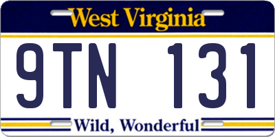 WV license plate 9TN131