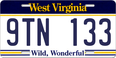 WV license plate 9TN133