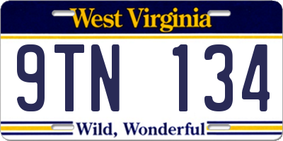 WV license plate 9TN134