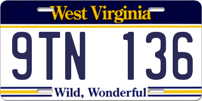 WV license plate 9TN136