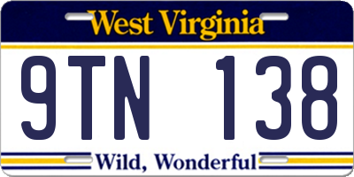 WV license plate 9TN138