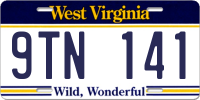 WV license plate 9TN141