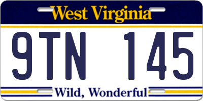 WV license plate 9TN145
