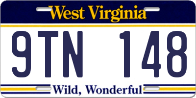 WV license plate 9TN148