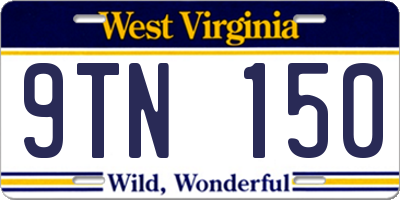 WV license plate 9TN150