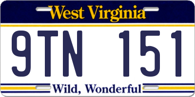WV license plate 9TN151