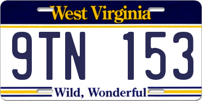 WV license plate 9TN153