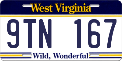 WV license plate 9TN167