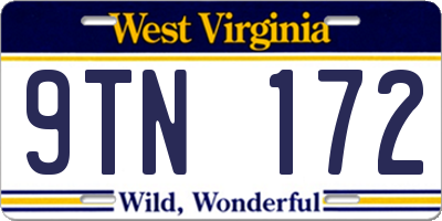 WV license plate 9TN172