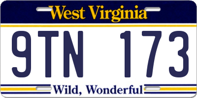 WV license plate 9TN173