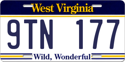 WV license plate 9TN177