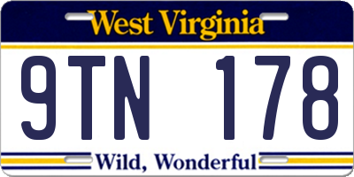 WV license plate 9TN178