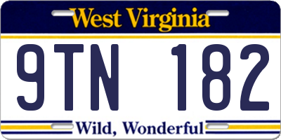 WV license plate 9TN182