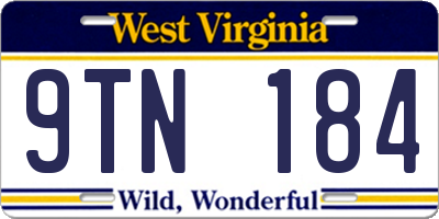 WV license plate 9TN184