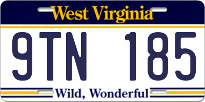 WV license plate 9TN185