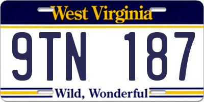WV license plate 9TN187