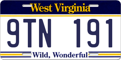 WV license plate 9TN191