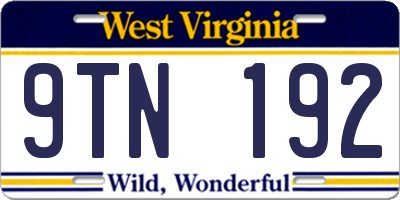 WV license plate 9TN192