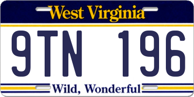 WV license plate 9TN196