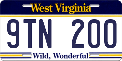 WV license plate 9TN200