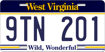 WV license plate 9TN201