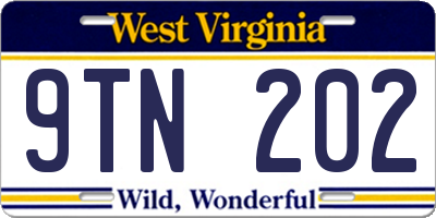 WV license plate 9TN202