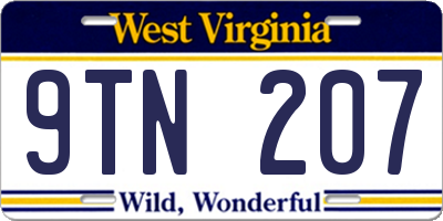 WV license plate 9TN207