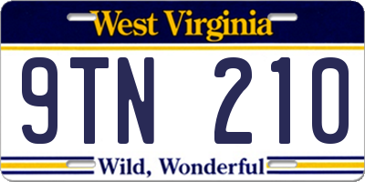WV license plate 9TN210