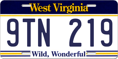 WV license plate 9TN219
