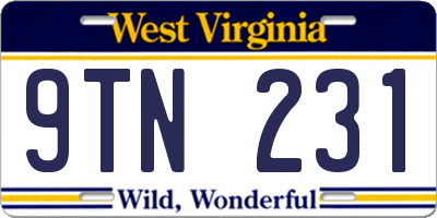 WV license plate 9TN231