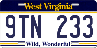 WV license plate 9TN233
