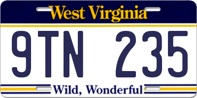 WV license plate 9TN235