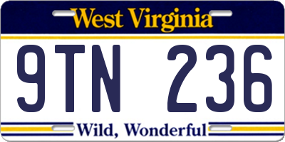 WV license plate 9TN236