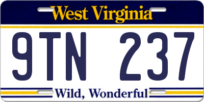 WV license plate 9TN237