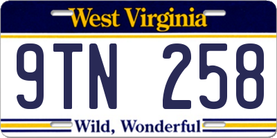 WV license plate 9TN258