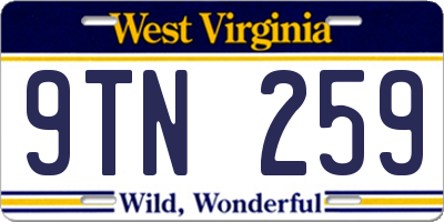 WV license plate 9TN259