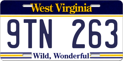 WV license plate 9TN263