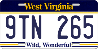 WV license plate 9TN265