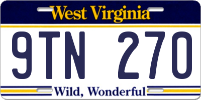 WV license plate 9TN270